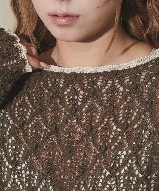 バックレースアップBIGニット