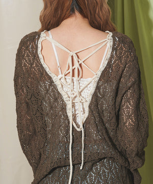 バックレースアップBIGニット