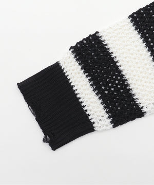 ダメージボーダーショートニット