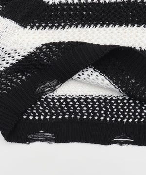 ダメージボーダーショートニット