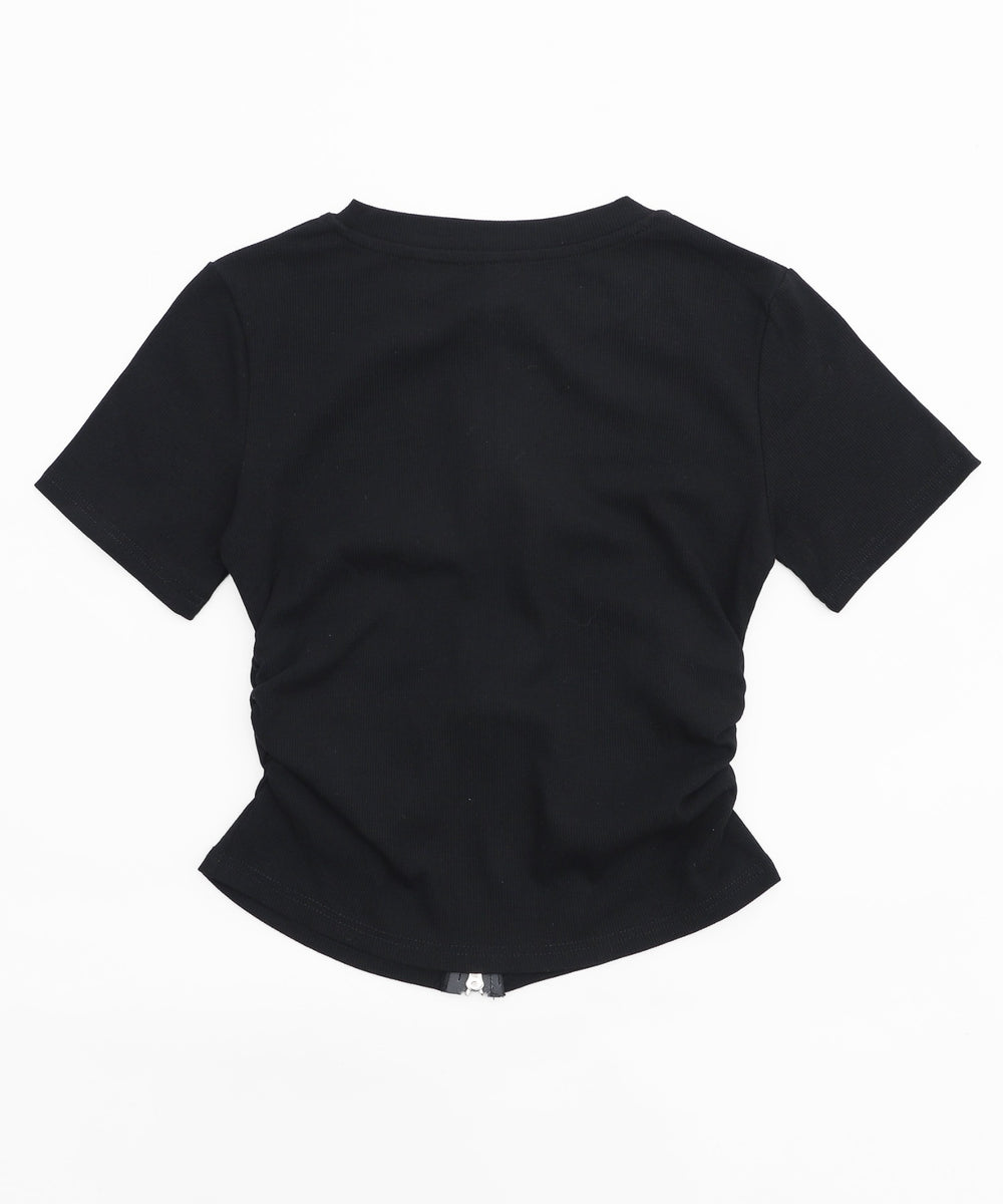 グラフィックロゴWジップSSトップス