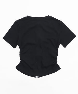 グラフィックロゴWジップSSトップス