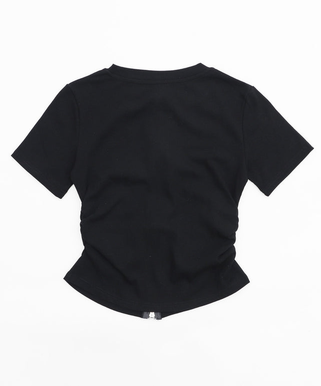 グラフィックロゴWジップSSトップス