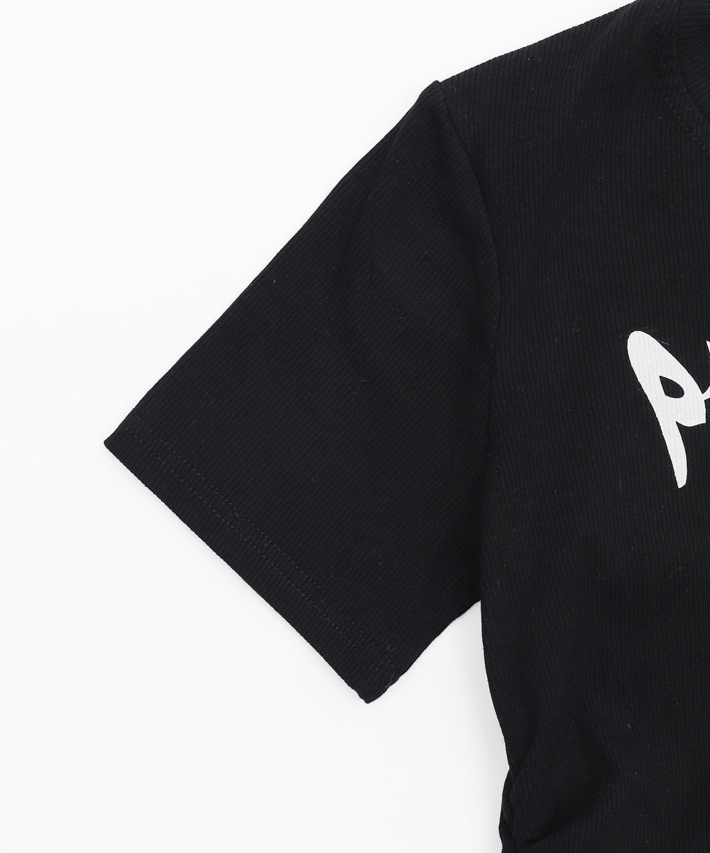 グラフィックロゴWジップSSトップス