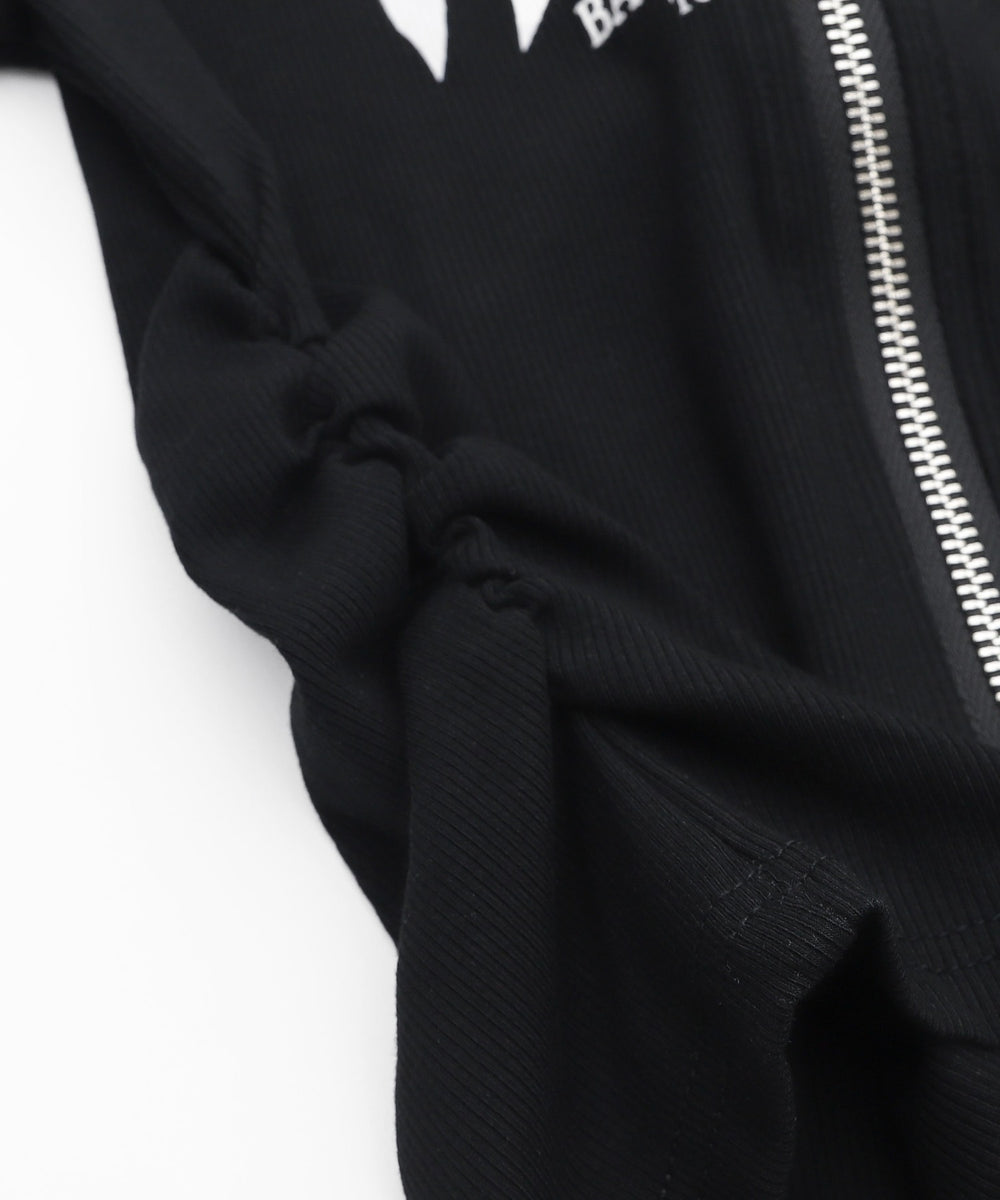 グラフィックロゴWジップSSトップス