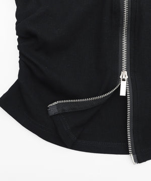 グラフィックロゴWジップSSトップス