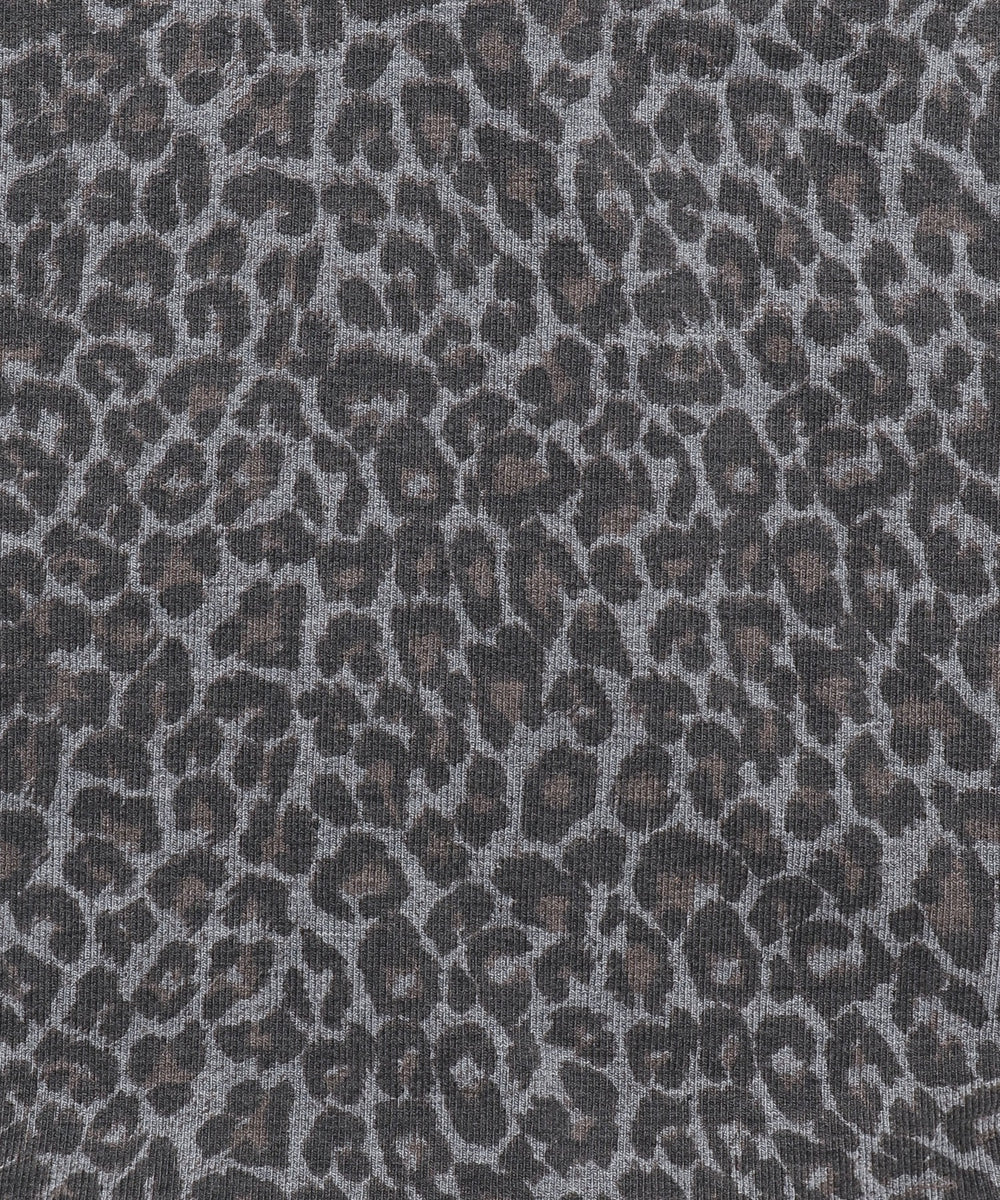 ヘンリーネックオフショルレオパードSSトップス