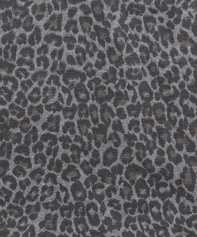 ヘンリーネックオフショルレオパードSSトップス