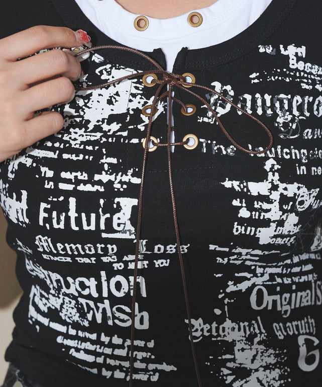 ハトメネックデザインSSトップス