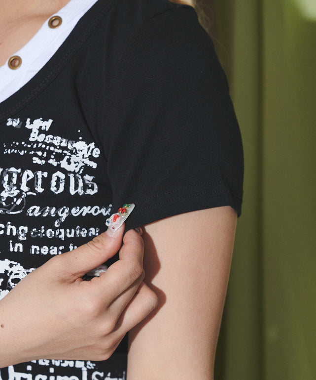 ハトメネックデザインSSトップス