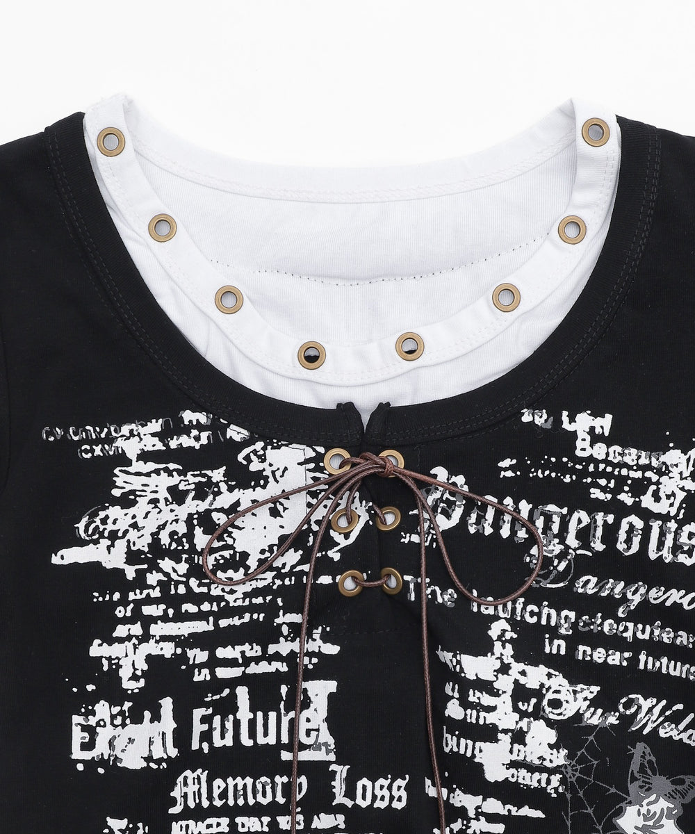 ハトメネックデザインSSトップス