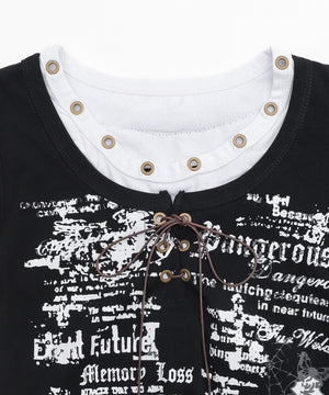 ハトメネックデザインSSトップス