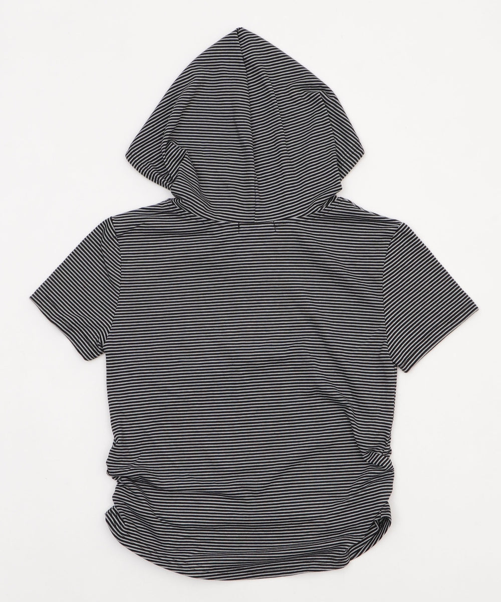 ヘンリーネックボーダーフードパーカー