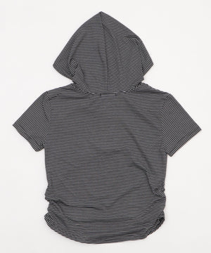 ヘンリーネックボーダーフードパーカー