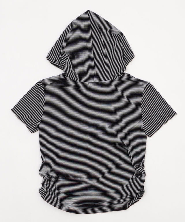 ヘンリーネックボーダーフードパーカー