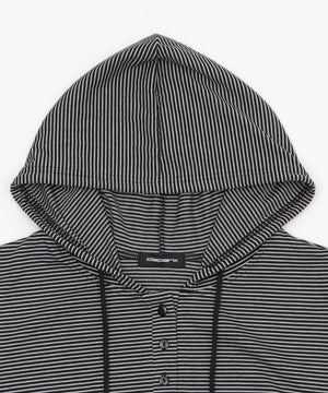 ヘンリーネックボーダーフードパーカー