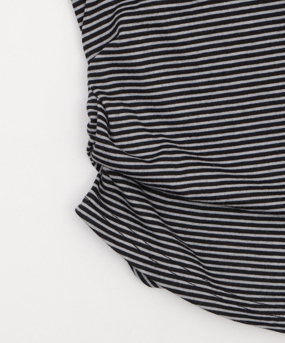 ヘンリーネックボーダーフードパーカー