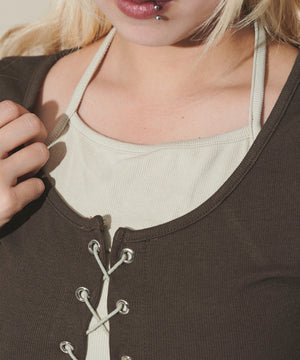 フロントレースアップレイヤードT