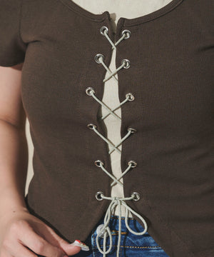 フロントレースアップレイヤードT