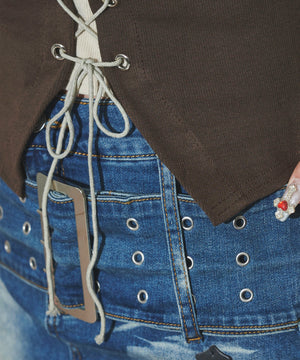 フロントレースアップレイヤードT