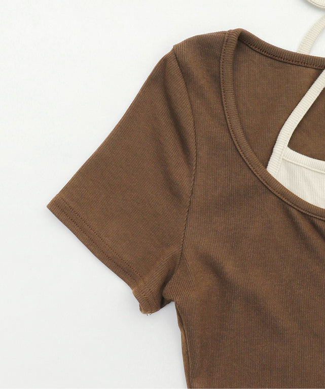 フロントレースアップレイヤードT