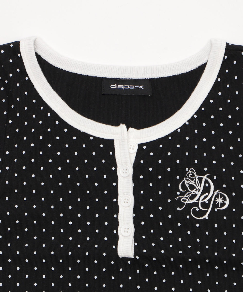 ヘンリーネックドッド刺繍ロゴT