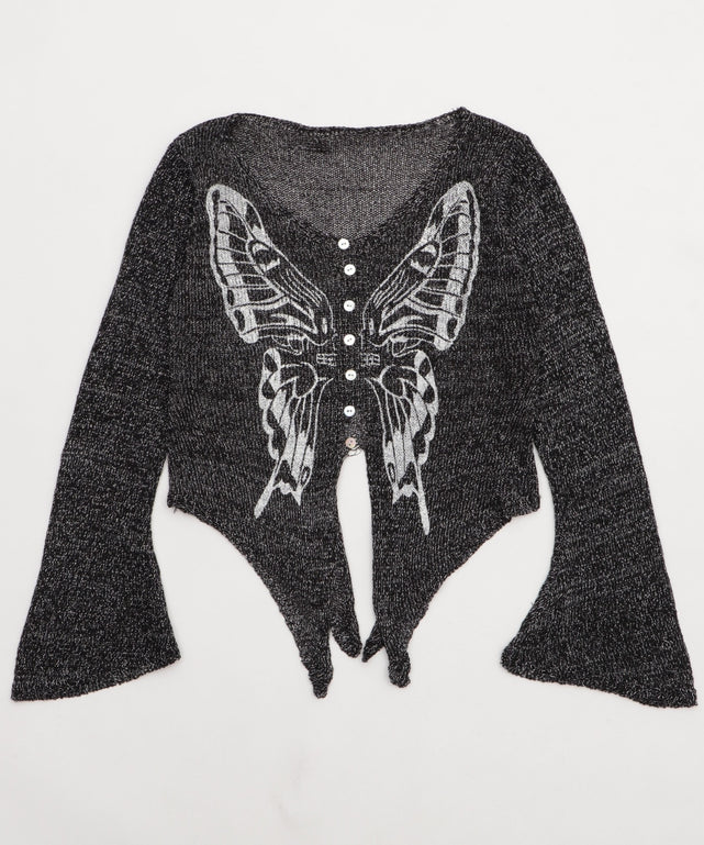 フロントボタンバタフライカーデ