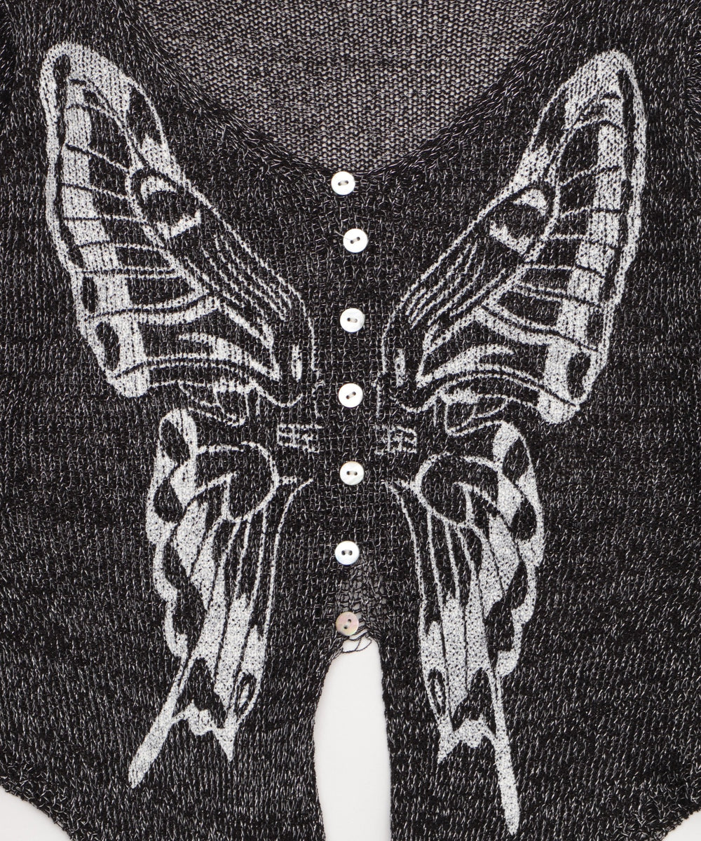 フロントボタンバタフライカーデ