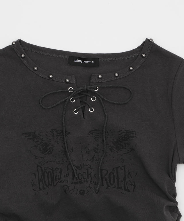 レースアッププリントピチT