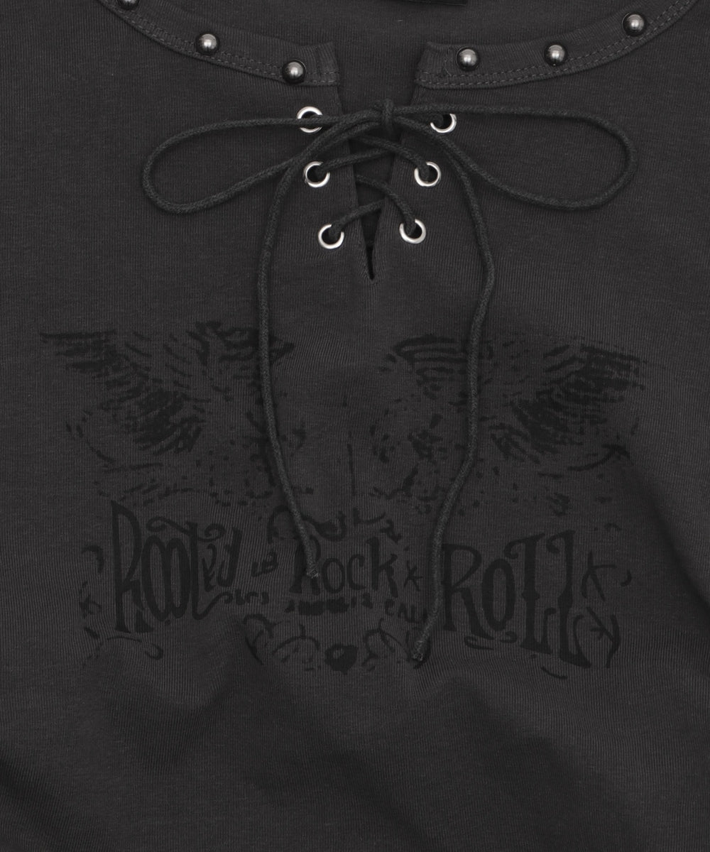 レースアッププリントピチT