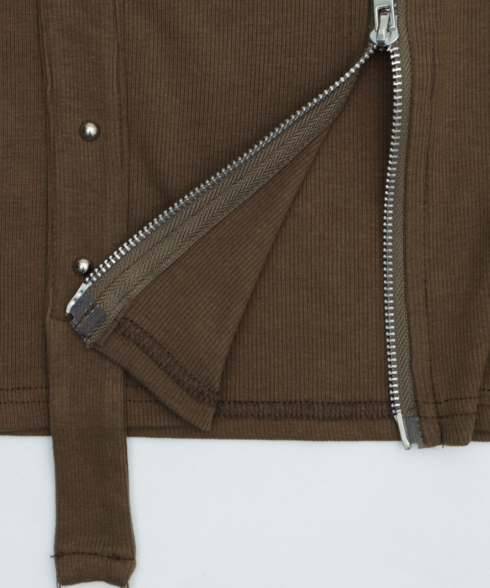 WジップスタッズクロップドSSトップス