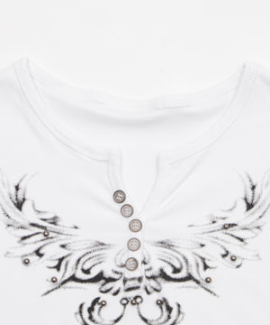 ヘンリーネックドームスタッズT