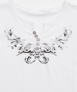 ヘンリーネックドームスタッズT