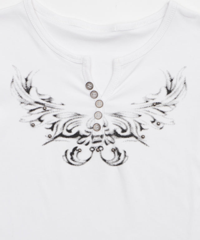 ヘンリーネックドームスタッズT