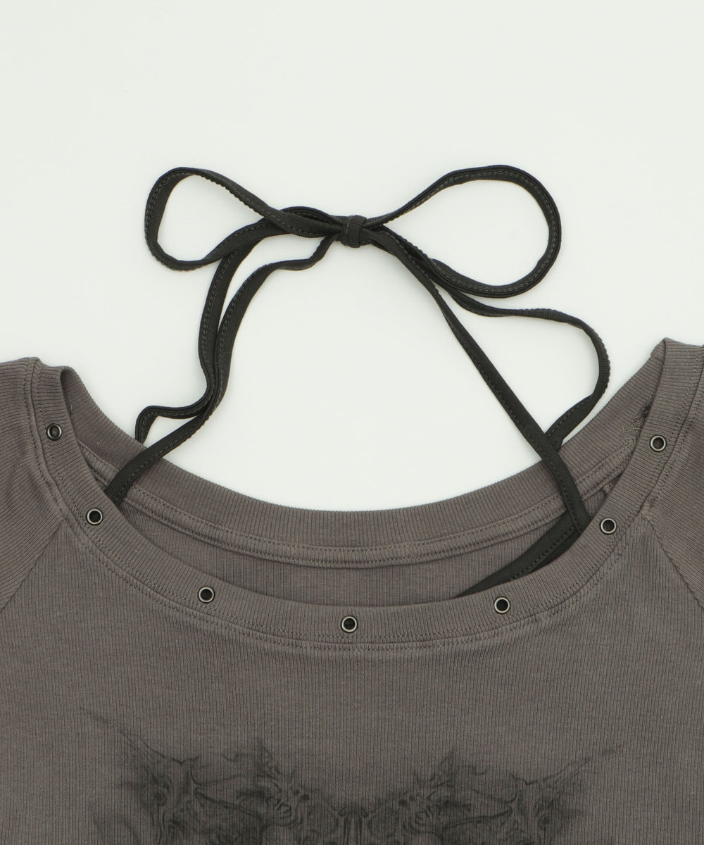 ハトメレイヤードグラフィックT