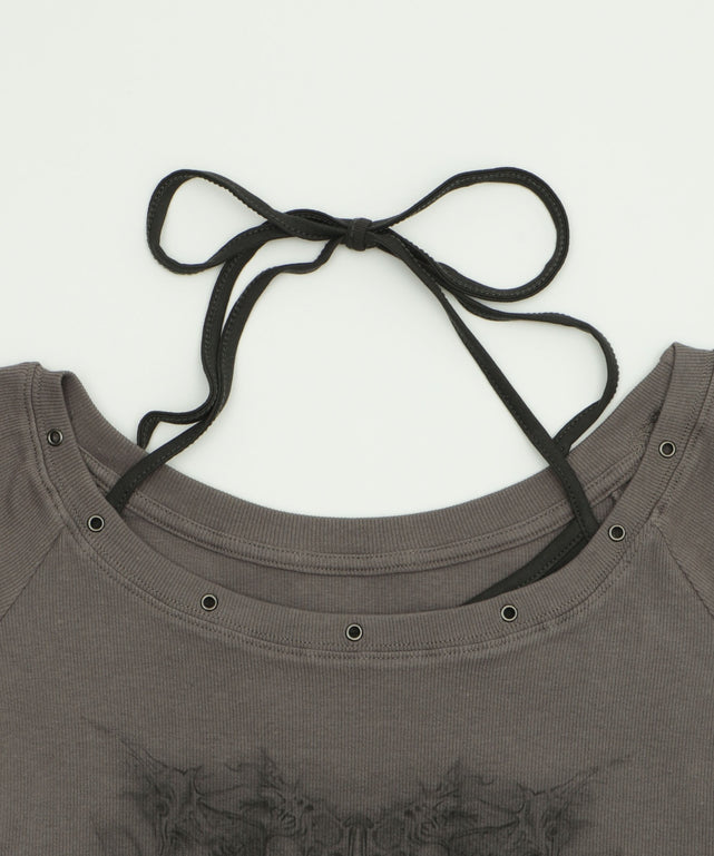 ハトメレイヤードグラフィックT