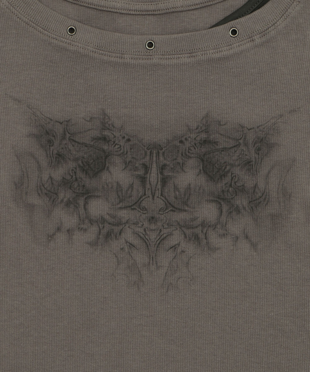 ハトメレイヤードグラフィックT