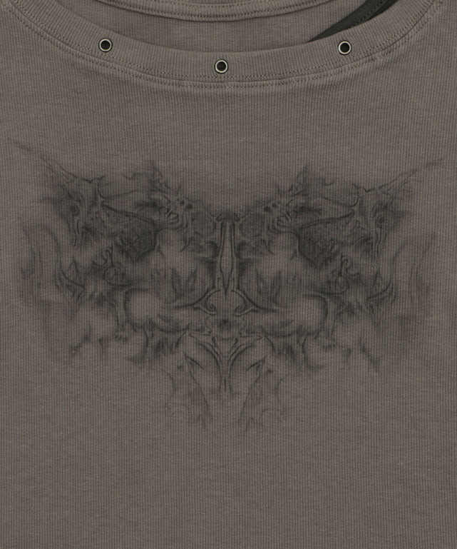 ハトメレイヤードグラフィックT