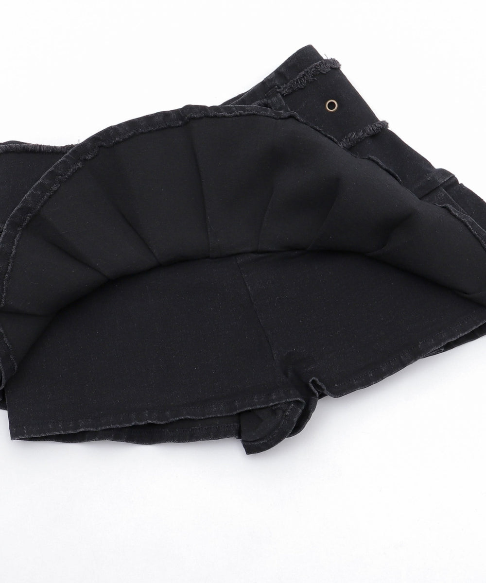 フリンジベルトプリーツデニムスカパン