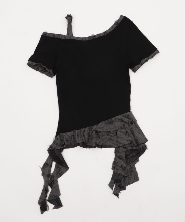 ベルトショルダーフリルT