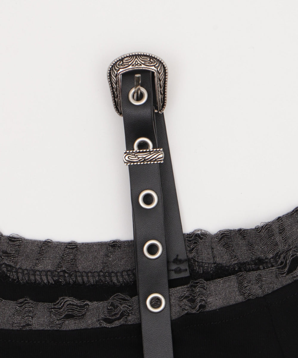 ベルトショルダーフリルT