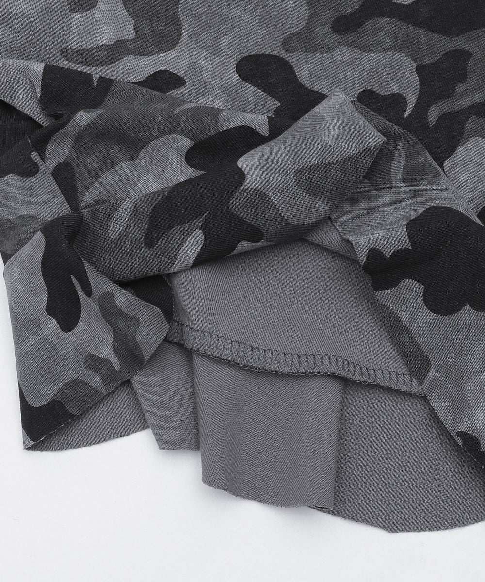 カモフラフリルヘムワンピ