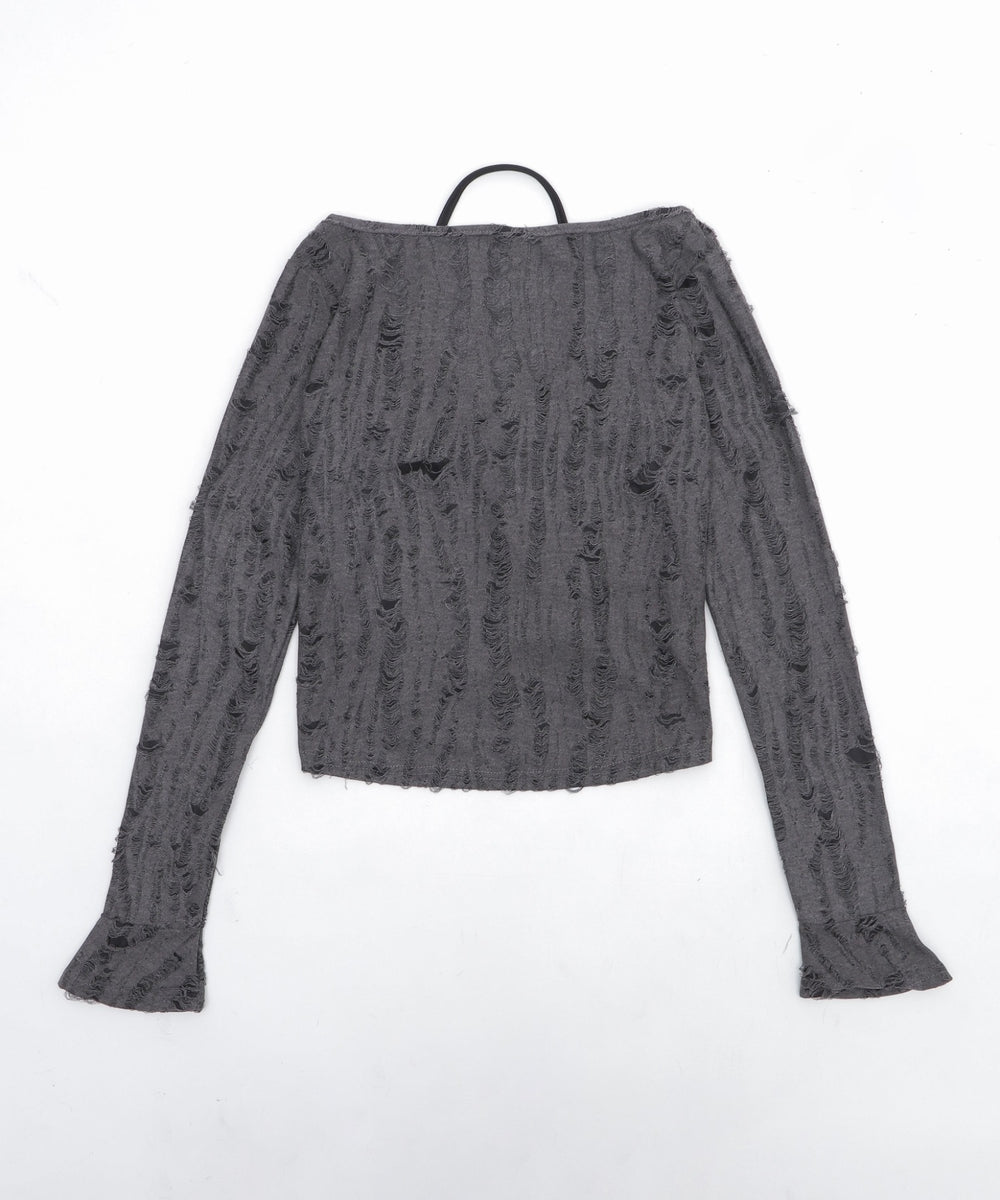 レイヤードダメージレースアップTOP