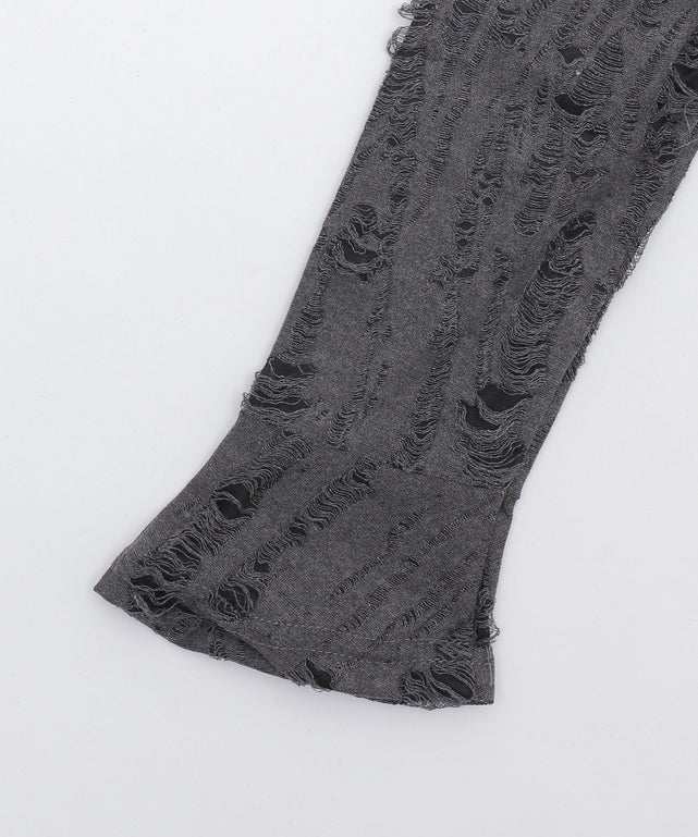 レイヤードダメージレースアップTOP