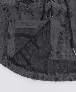 レイヤードダメージレースアップTOP