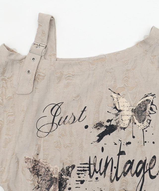 バタフライダメージショルダ－T