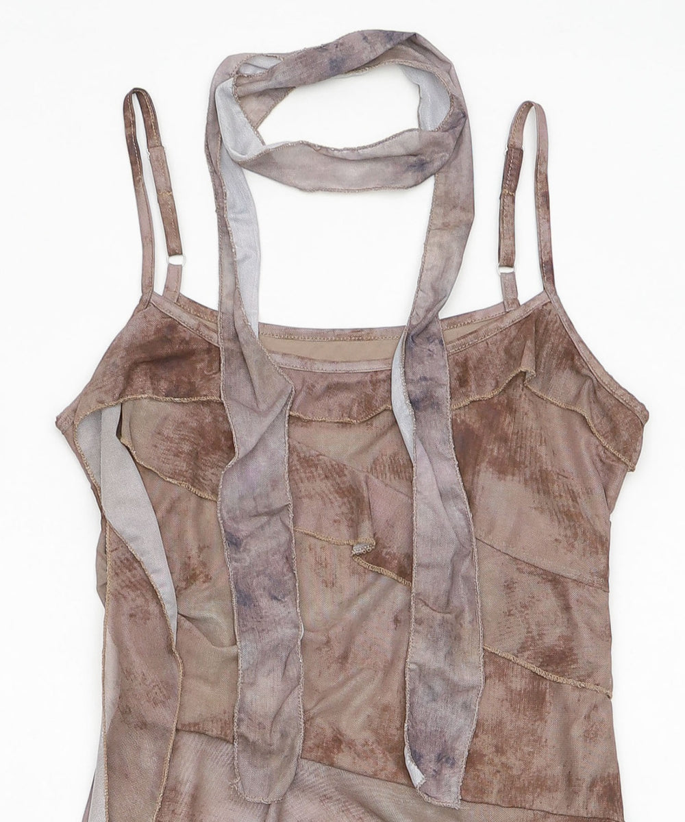 タイダイシアーサイドフリルキャミ