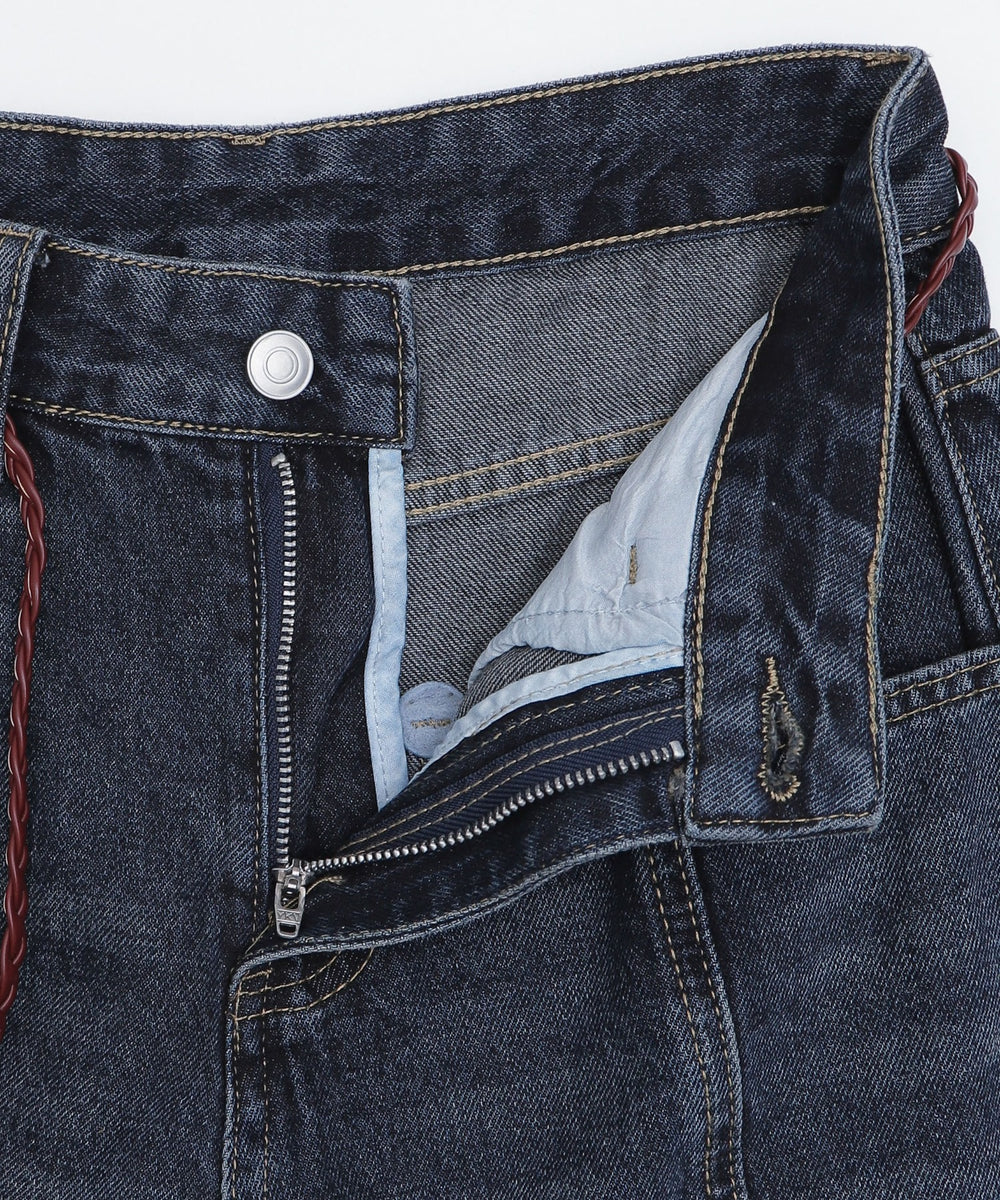 スカーフ付きワイドデニムハーフパンツ