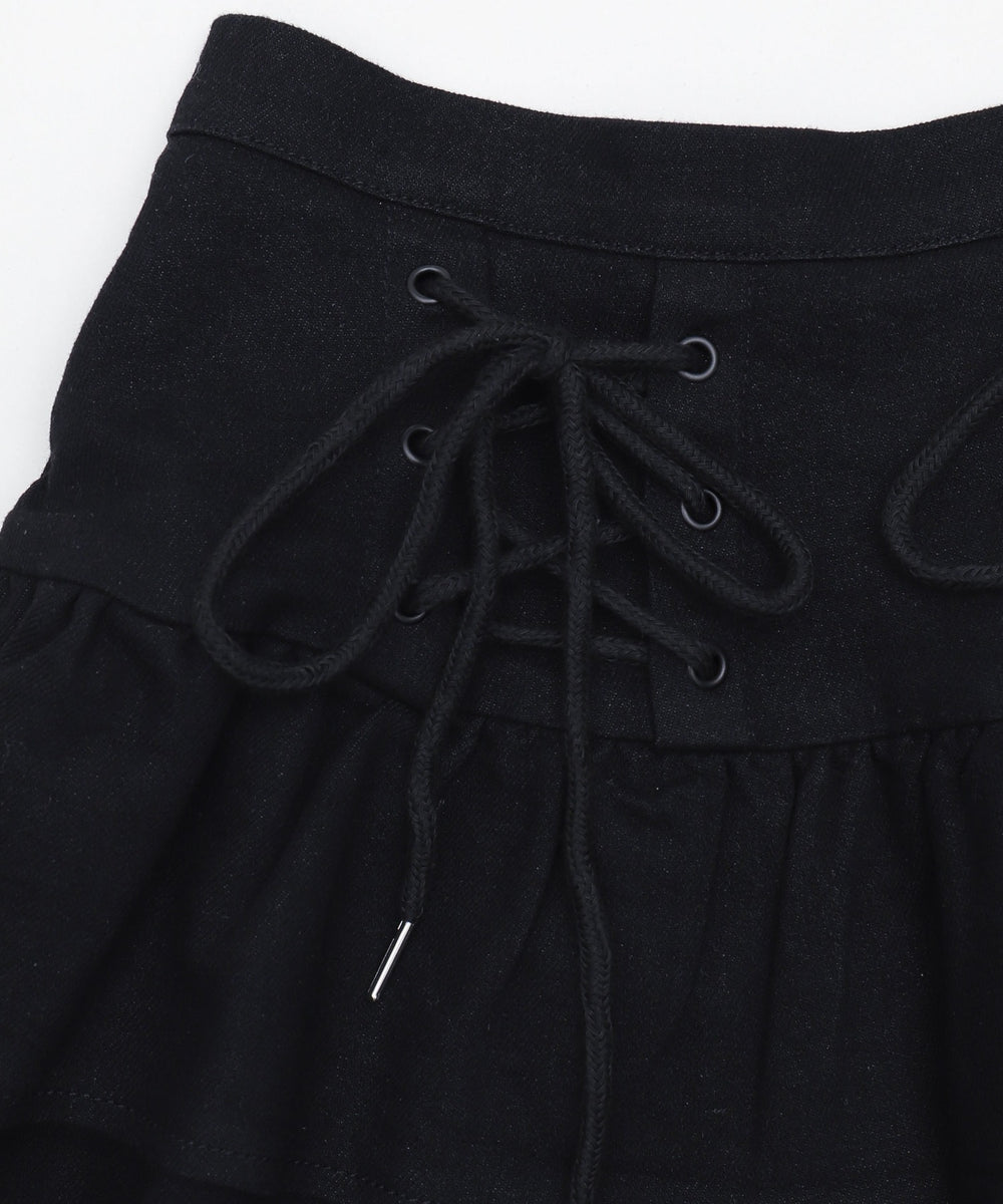 レースアップティアードミニスカパン