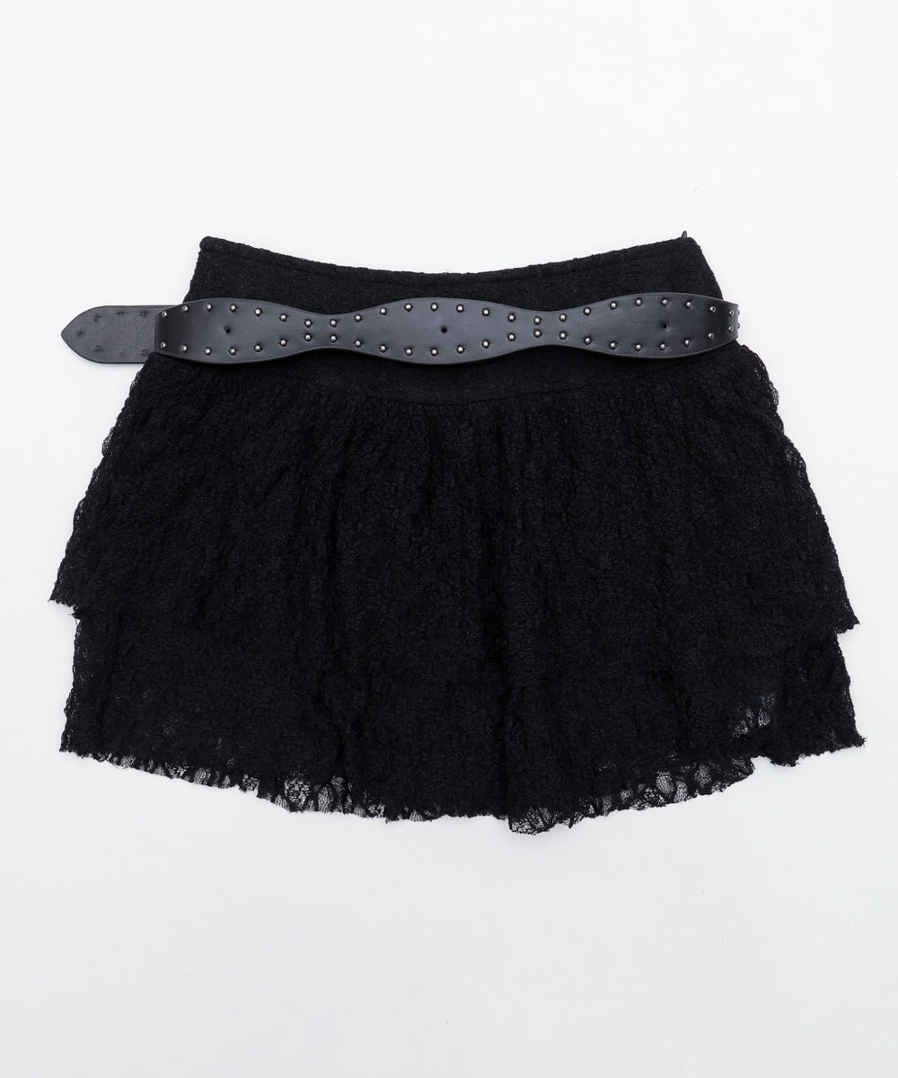 ベルト付きレースティアードスカート